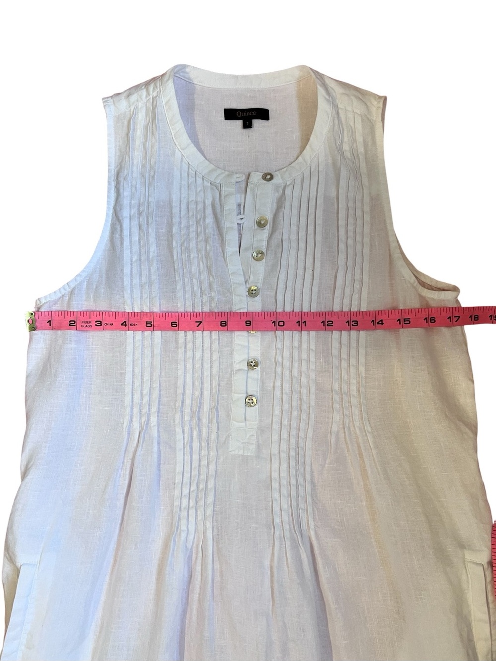 Quince 100% European Linen Sleeveless Swing Dress Pintuck White size Small - Picture 13 of 14